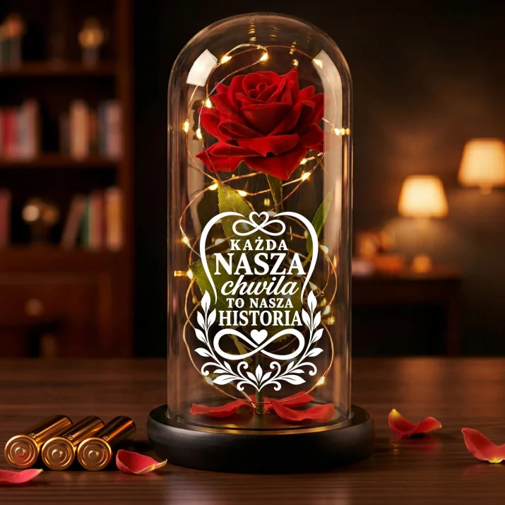 Wieczna Róża W Szkle Na Rocznicę Ślubu Prezent Na Walentynki Dla Kobiety: Każda Nasza Chwila