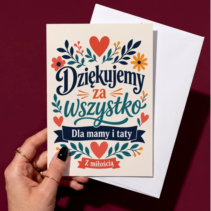 Kartka z Życzeniami Dla Mamy i Taty Dla Pary: Wdzięczność Rodzinna