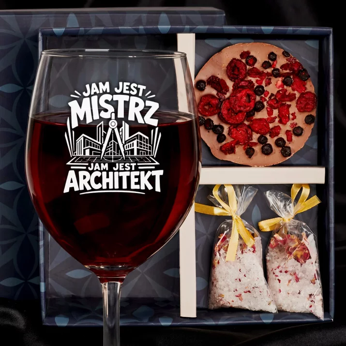Zestaw Prezenowy Z Kieliszkiem Do Wina Dla Architekta: Jam Jest Architekt
