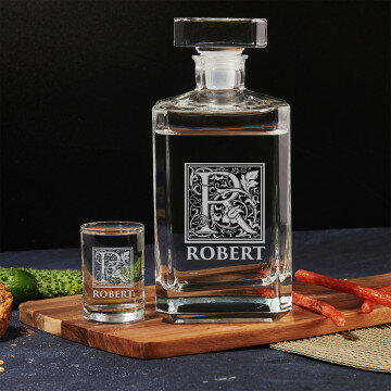 Monogram naam - Karaf en wodka glazen