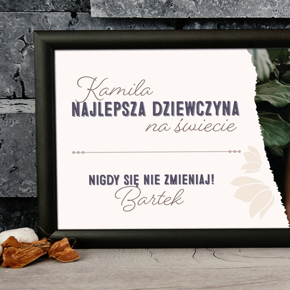 Najlepsza dziewczyna na świecie - wydruk obramowany - MyGiftDna.pl