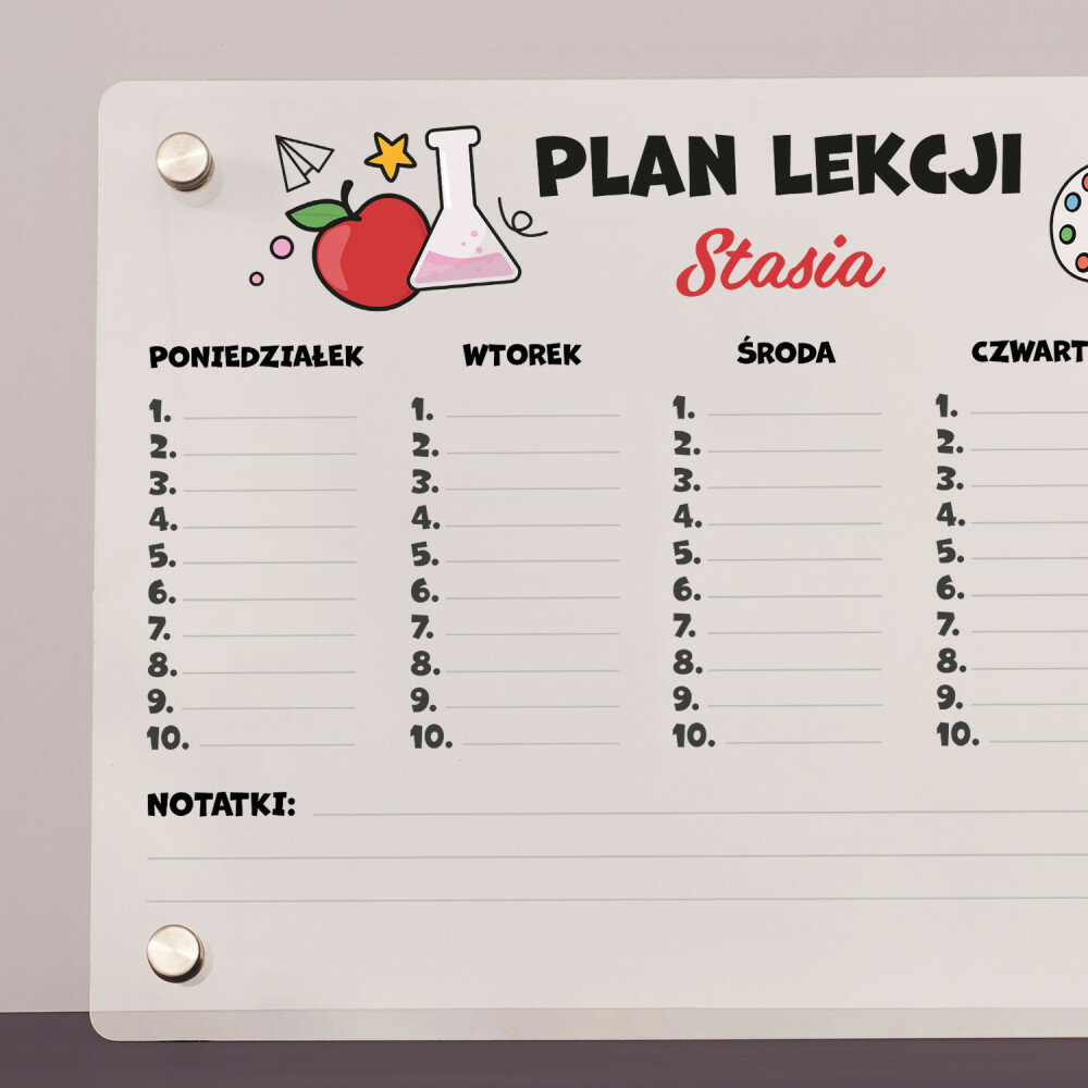 Tablica Plan Lekcji Organizer Dla Szkoły Novum mygiftdna.pl