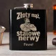Piersiówka Z Grawerem Na 50 Rocznicę Ślubu Prezent Dla Mężczyzny: Złoty Mąż, Stalowe Nerwy