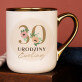30 urodziny kwiaty - Kubek ceramiczny ze złotym rantem