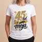 Koszulka Damska Biała Na 45 Rocznicę Ślubu Prezent Na Walentynki Dla Kobiety: Retro Miłosna Typografia
