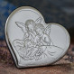 Aniele Boży - Anioły nad dzieckiem - serce - Srebrny Obrazek z Grawerem