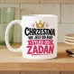 Kubek Z Nadrukiem Dla Chrzestnej Prezent Dla Kobiety: Chrzestna Od Zadań Kubek Z Nadrukiem Dla Chrzestnej Prezent Dla Kobiety: Chrzestna Od Zadań