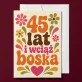 Kartka z Życzeniami Na 45 Urodziny Dla 45 Latki Kobiety: Boska W Stylu Retro