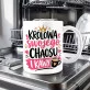 Kubek Z Nadrukiem Na Gwiazdkę Prezent Dla Kobiety: Królowa Chaosu I Kawy Kubek Z Nadrukiem Na Gwiazdkę Prezent Dla Kobiety: Królowa Chaosu I Kawy