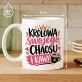Kubek Z Nadrukiem Na Gwiazdkę Prezent Dla Kobiety: Królowa Chaosu I Kawy Kubek Z Nadrukiem Na Gwiazdkę Prezent Dla Kobiety: Królowa Chaosu I Kawy