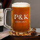 Inicjały dla pary kwiaty - Zestaw kufel i kieliszek do wina