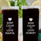 Keep calm and love me - Dwie grawerowane szklanki