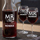 Mr&Mrs - Zestaw grawerowana karafka i dwa kieliszki do wina