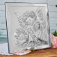 Niechaj Bóg Cię Błogosławi - Aniołek z latarenką - Srebrny Obrazek z Grawerem