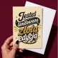 Kartka z Życzeniami Na Złote Gody Dla Kobiety: Złota Retro Elegancja Kartka z Życzeniami Na Złote Gody Dla Kobiety: Złota Retro Elegancja