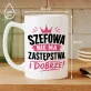 Kubek Z Nadrukiem Dla Szefowej Prezent Dla Kobiety: Nie Ma Zastępstwa Kubek Z Nadrukiem Dla Szefowej Prezent Dla Kobiety: Nie Ma Zastępstwa