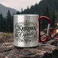 Kubek Metalowy z Karabińczykiem Dla Ogrodniczki Prezent Dla Kobiety: Ornamentalna Królowa Kubek Metalowy z Karabińczykiem Dla Ogrodniczki Prezent Dla Kobiety: Ornamentalna Królowa