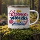 Kubek Emaliowany Dla Dziewiarki Prezent Dla Kobiety: Szyk Włóczkowej Królowej Kubek Emaliowany Dla Dziewiarki Prezent Dla Kobiety: Szyk Włóczkowej Królowej