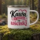 Kubek Emaliowany Na Walentynki Prezent Na Rocznicę Dla Kobiety: Kawa I Uściski Kubek Emaliowany Na Walentynki Prezent Na Rocznicę Dla Kobiety: Kawa I Uściski