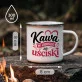 Kubek Emaliowany Na Walentynki Prezent Na Rocznicę Dla Kobiety: Kawa I Uściski Kubek Emaliowany Na Walentynki Prezent Na Rocznicę Dla Kobiety: Kawa I Uściski