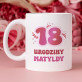 Zestaw prezentowy na 18 urodziny z kubkiem i satynową opaską