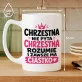Kubek Z Nadrukiem Dla Chrzestnej Prezent Dla Kobiety: Chrzestna Z Ciastkiem Kubek Z Nadrukiem Dla Chrzestnej Prezent Dla Kobiety: Chrzestna Z Ciastkiem
