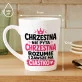 Kubek Z Nadrukiem Dla Chrzestnej Prezent Dla Kobiety: Chrzestna Z Ciastkiem Kubek Z Nadrukiem Dla Chrzestnej Prezent Dla Kobiety: Chrzestna Z Ciastkiem