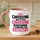 Kubek Z Nadrukiem Dla Chrzestnej Prezent Dla Kobiety: Chrzestna Z Ciastkiem Kubek Z Nadrukiem Dla Chrzestnej Prezent Dla Kobiety: Chrzestna Z Ciastkiem