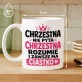 Kubek Z Nadrukiem Dla Chrzestnej Prezent Dla Kobiety: Chrzestna Z Ciastkiem Kubek Z Nadrukiem Dla Chrzestnej Prezent Dla Kobiety: Chrzestna Z Ciastkiem